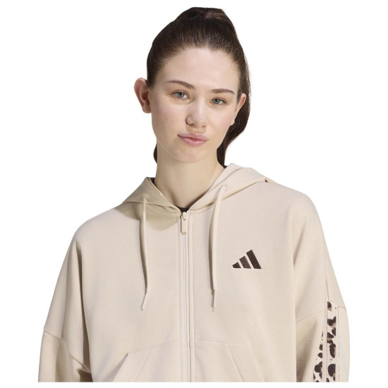 Adidas Γυναικεία ζακέτα Seasonal Essential Animal Print 3-Stripes Full-Zip Hooded Track Top